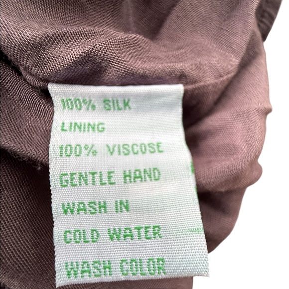 Anthropologie Lit Purple Ruffle 100% Silk Lace Dress Size 10 Lined Floral - Picture 9 of 9